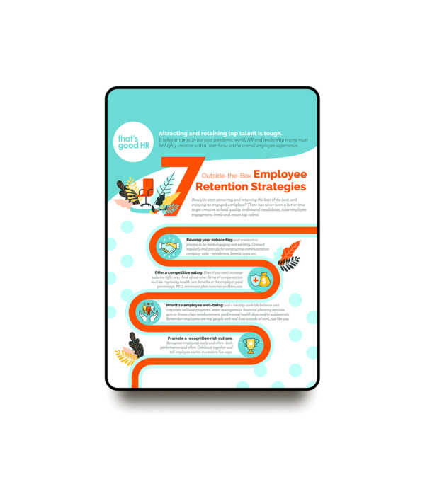 Employee retention strategy tip sheet mocked up on an ipad